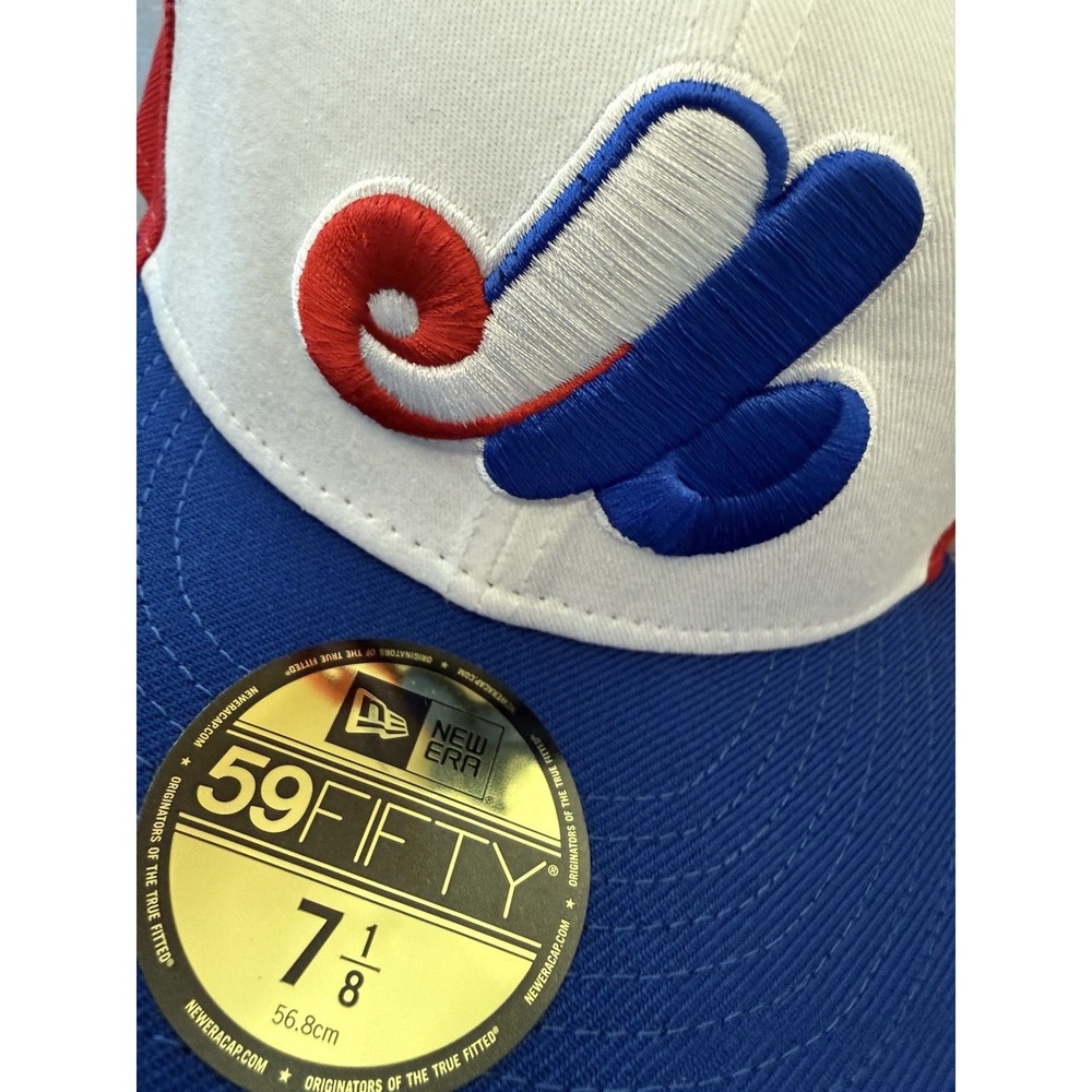 Montreal Expos Hat New Era 59FIFTY 7 1/8 Pin Wheel Red White Blue Wool MLB New - Picture 7 of 8